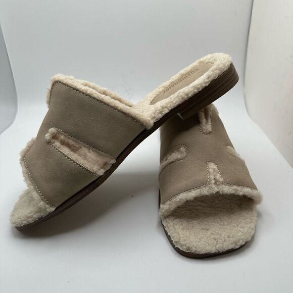 CUSHIONAIRE Women's Voyage Fur Faux Shearling lined slide sandal +Memory Foam 7 - Picture 7 of 7
